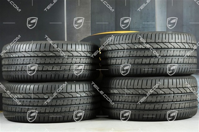21" koła letnie Cayenne COUPE Exclusive Design, komplet, felgi 9,5J x 21 ET46 + 11,0J x 21 ET49 + NOWE opony letnie Pirelli 285/40 R21 + 315/35 R21, czarny wysoki połysk, z czujnikami ciśnienia