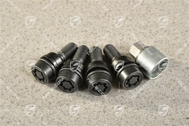 Diebstahlsicherung Radschrauben inkl. Adapter, Schwarz