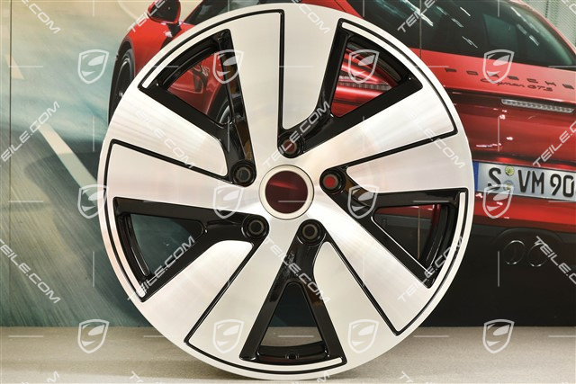 19" Felga Taycan S, 8J x 19 ET50, czarny wysoki połysk + frezowana powierzchnia