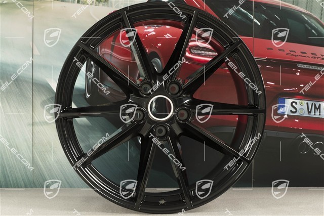 20+21-inch wheel rim set Carrera S, rims: front 8,5Jx20 ET53+ rear 11J x 21 ET66 in black high gloss