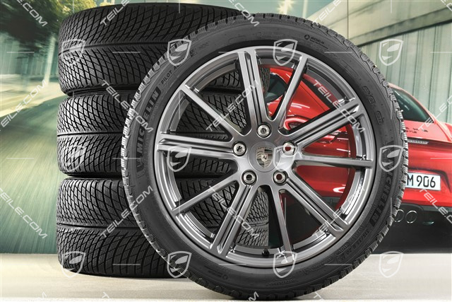 20-inch Panamera Turbo Winter wheel set, wheel rims 9,5J x 20 ET71 + 10,5J x 20 ET71 + NEW Michelin Pilot Alpin 5 winter tyres 275/40 R20 + 315/35 R20, Adamantium