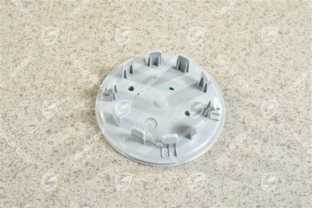 Hub cap, concave, emblem in Rhodium