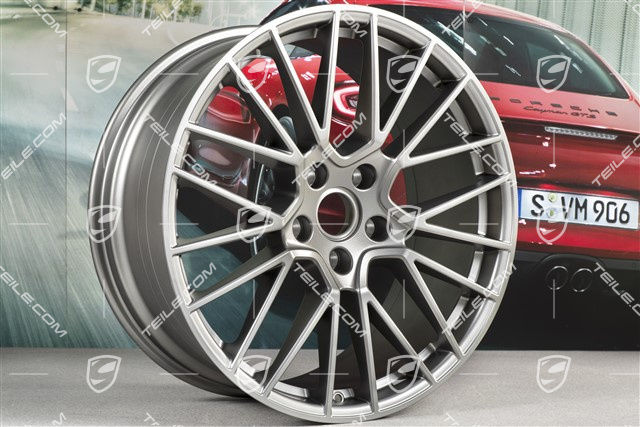21" Felgensatz Cayenne RS Spyder, 11J x 21 ET58 + 9,5J x 21 ET46, Platinum Seidenmatt