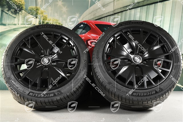 20-inch Turbo S Aero Design summer wheel set, rims 9J x 20 ET54 + 11J x 20 ET60, NEW Michelin summer tyres 245/45 R20 + 285/40 R20, in black satin-mat
