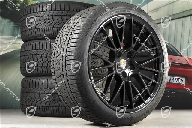 21-inch Cayenne RS Spyder winter wheel set, rims 9,5J x 21 ET46 + 11,0J x 21 ET58 + NEW Continental winter tyres 275/40 R21 + 305/35 R21, with TPMS, black high gloss