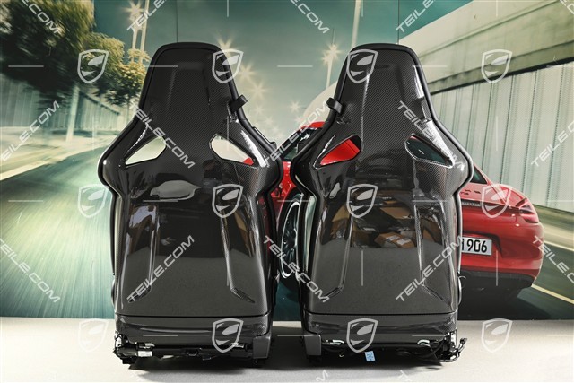 GT3 folding bucket seats, carbon fibre, fabric and leather, black/silver, set (left and right)