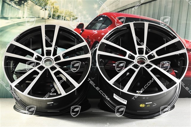22" Cayenne Coupe Sport Design wheel set, 10J x 22 ET48 +11.5J x 22 ET52, high-gloss black