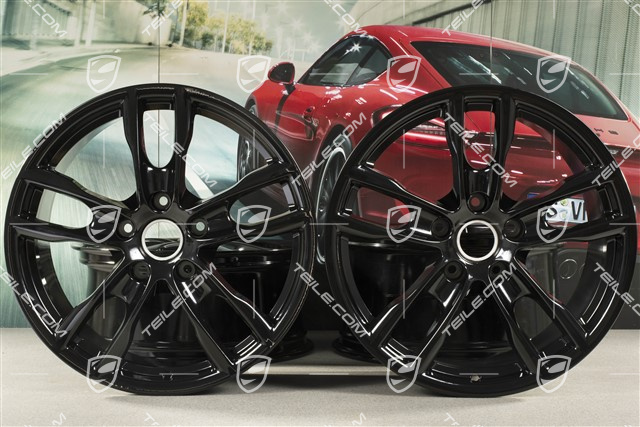 19-inch Boxster S III wheel set, 8J x 19 x ET 57 + 9,5J x 19 x ET 45, black highgloss