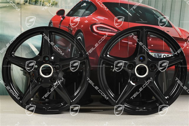 18-inch Carrera III wheel set, 8J x 18 ET57 + 10J x 18 ET58, C2 / C2S, black high gloss
