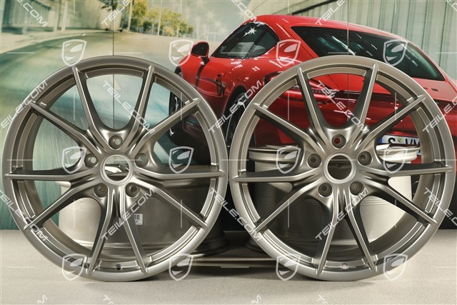 20" Felgensatz Carrera S IV, 8,5J x 20 ET49 + 11J x 20 ET56, für Winterbetrieb, C4/C4S/GTS, Platinum-Seidenmatt