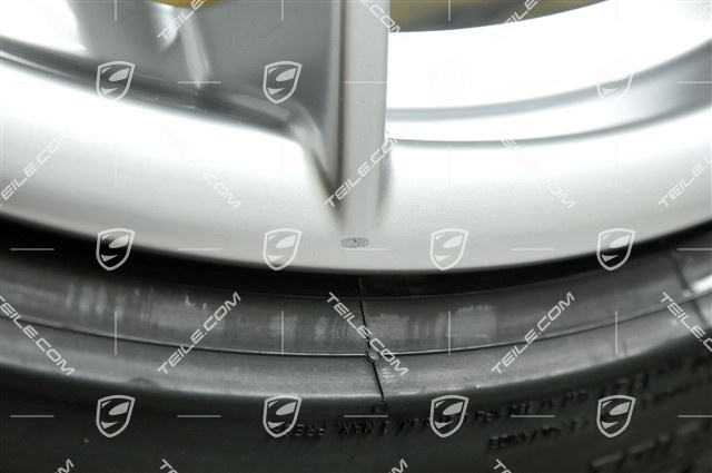 20" Carrera S summer wheel set, rims 8J x 20 ET57 + 10J x 20 ET45 + NEW Pirelli summer tires 235/35 ZR20 + 265/35 ZR20, silver, with TPMS