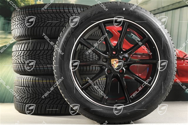 20-inch Cayenne Design winter wheel set, rims 9J x 20 ET50 + 10,5J x 20 ET64 + Hankook winter tyres 255/55 R20 + 295/45 R20, with TPMS, black high gloss