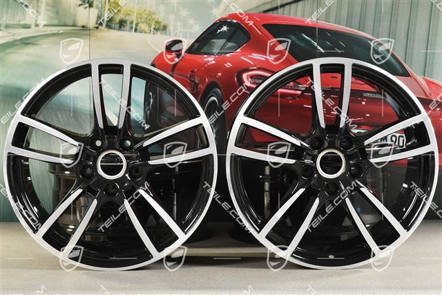 20-inch Cayenne Sport wheel rim set, 10,5J x 20 ET64 + 9J x 20 ET50, black
