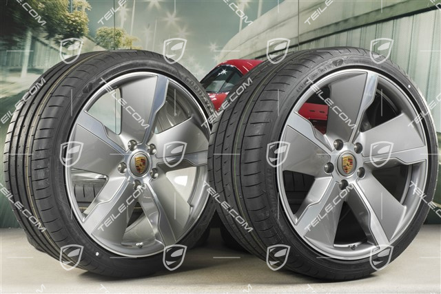 21" Exclusive Design summer wheel set, rims 9,5J x 21 ET60 + 11,5J x 21 ET66 + Goodyear summer tyres 265/35 R21 + 305/30 R21, silver