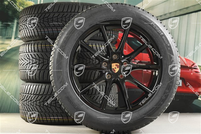 20-inch Cayenne Design winter wheel set, rims 9J x 20 ET50 + 10,5J x 20 ET64 + Hankook winter tyres 255/55 R20 + 295/45 R20, with TPMS, black high gloss