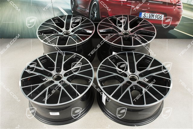 20-inch Turbo Aero wheel rim set, 9J x 20 ET54 + 11J x 20 ET60, black high gloss + glossy Surface