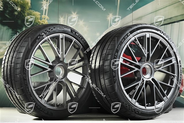 21-inch Panamera Turbo S Summer wheel set, with central locking, rims 9,5J x 21 ET71 + 11,5J x 21 ET69 + Michelin Pilot Sport S5 summer tyres 275/35 R21 + 325/30 R21, dark silver