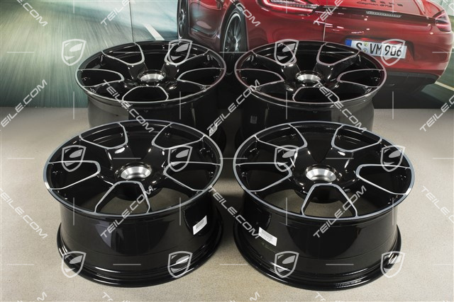 20-inch + 21-inch Turbo S Exclusive Design wheel rim set, 9,5J x 20 ET44 + 12J x 21 ET70, black high gloss