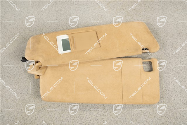 Sonnenblende, mit Spiegel, Sandbeige, Alcantara, R