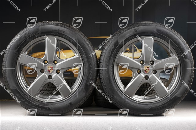 19" koła zimowe, komplet Cayenne Sport Classic, felgi 8,5J x 19 ET59 + opony zimowe Pirelli 265/50 R19, Platinum (półpołysk), z czujnikami ciśnienia