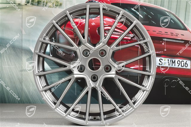 21" Felgensatz Cayenne RS Spyder, 11J x 21 ET58 + 9,5J x 21 ET46, Platinum Seidenmatt