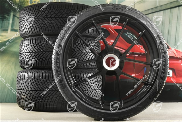 20"+21" Carrera GTS winter wheel set, with central locking, wheel rims 8,5J x 20 ET50 + 11J x 21 ET82 + NEW Michelin winter tyres 245/35 R20 + 305/30 R21, with TPMS, black satin matt