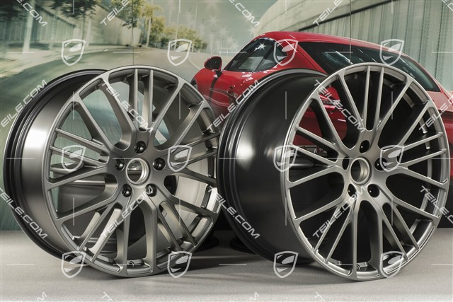21-inch wheel rim set Panamera Exclusive Design Sport, 9,5J x 21 ET71 + 11,5J x 21 ET69, Platinum