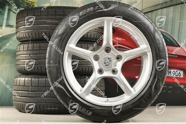 18" Boxster IV summer wheels set, rims 8J x 18 ET57 + 9,5J x 18 ET49, Pirelli P Zero summer tires 235/45 R18 + 265/45 R18