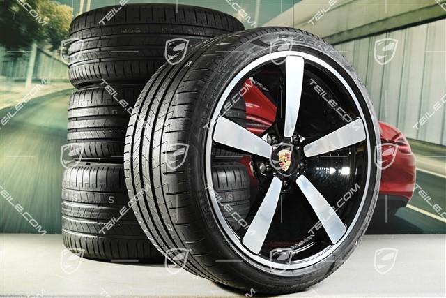 20-inch + 21-inch Turbo Exclusive Design summer wheel set, rims 9,5J x 20 ET44 + 12J x 21 ET70 + NEW Pirelli summer tyres 255/35 R20 + 315/30 R21, black high gloss