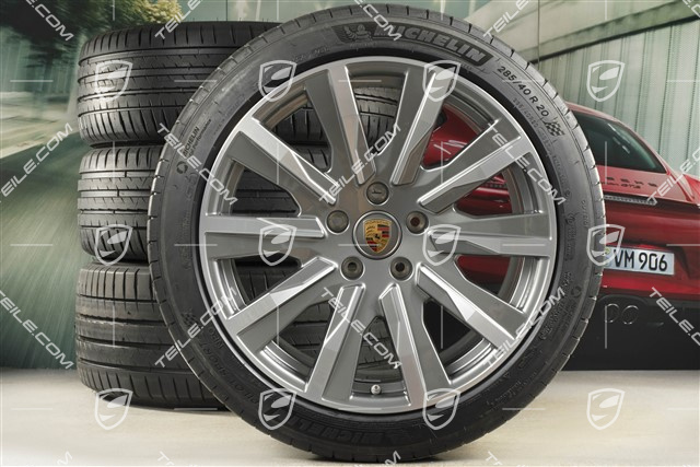 20-inch Tequipment Design summer wheel set, rims 9J x 20 ET54 + 11J x 20 ET60 + NEW Michelin summer tyres 245/45 R20 + 285/40 R20, platin silver