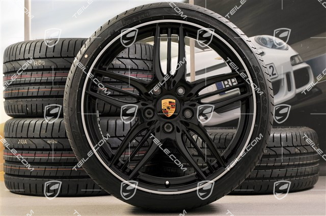20-inch SportDesign summer wheel set, Exclusive - black high gloss, 8,5J x 20 ET51 + 11J x 20 ET70, NEW Pirelli summer tyres 245/35 R20 + 295/30 R20