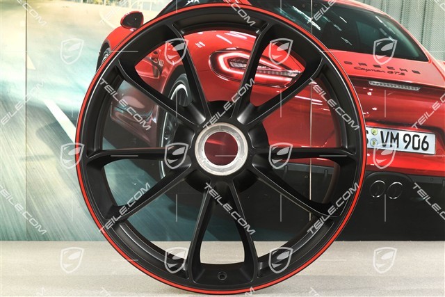 20" felga GT3, 9J x 20 ET55, czarny satynowy półmat z czerwonym rantem