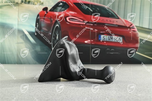 Gearshift knob, with leather gaiter / sleeve Black