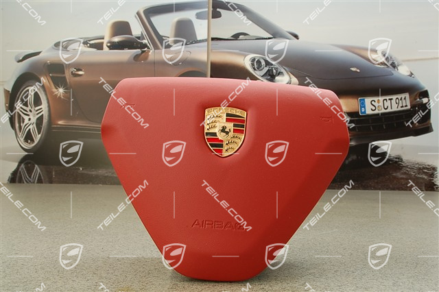 Airbag, 3-Speichen, Leder, "Carrera" rot