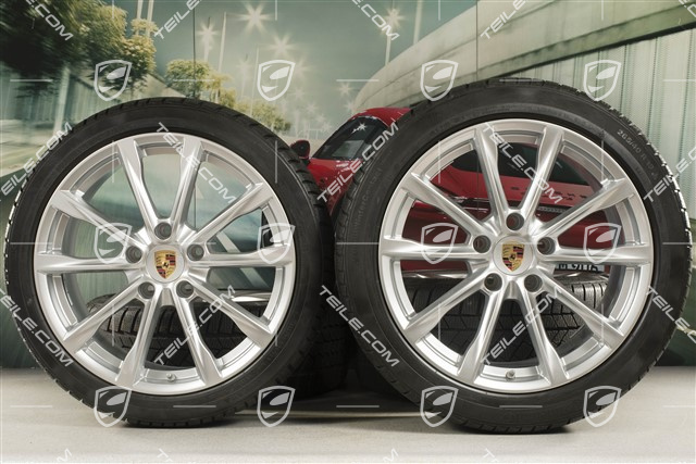 19-inch Boxster S winter wheels set, rims 8J x 19 ET57 + 10J x 19 ET45 + Continental WinterContact TS 830P winter tires 235/40 R19 +265/40 R19, DOT/prod.year 2018, tyres profile 7mm