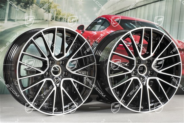 21-inch wheel rim set Cayenne RS Spyder, 11J x 21 ET58 + 9,5J x 21 ET46, black high gloss
