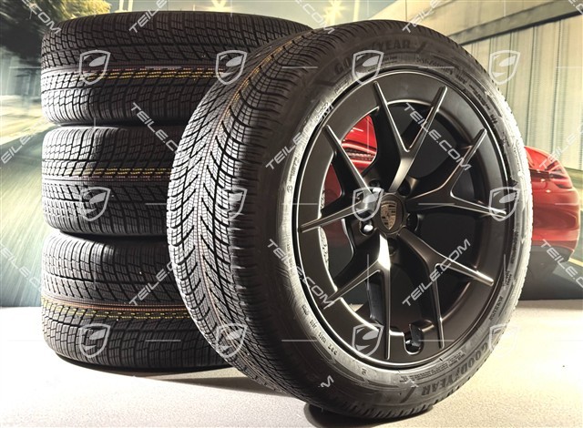21" Cayenne RS Spyder Design winter wheel set, wheel rims 9,5J x 21 ET16 + 11J x 21 ET37 + Goodyear UltraGrip Performance 3 SUV winter tyres 275/45 R21 + 315/40 R21, black satin matt