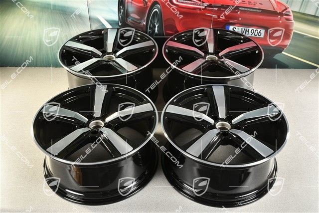 22-inch wheel rim set Cayenne Coupe Exclusive Design Sport, 10J x 22 ET48 +11,5J x 22 ET52, black high gloss