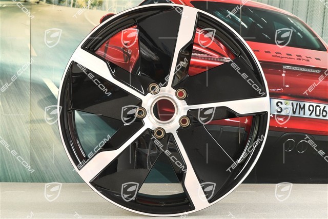 21-inch wheel rim Taycan Exclusive Design, 9,5J x 21 ET60,  front, Jet Black Metallic, L