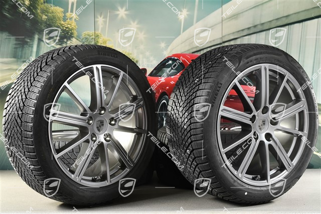 20-inch Panamera Turbo Winter wheel set, wheel rims 9,5J x 20 ET71 + 10,5J x 20 ET71 + NEW Pirelli winter tyres 275/40 R20 + 315/35 R20, Adamantium