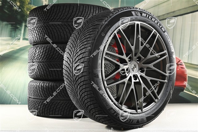 21-inch Cayenne "RS Spyder Design" winter wheel set, rims 9,5J x 21 ET46 + 11,0J x 21 ET49 + Michelin Pilot Alpin 5 SUV winter tyres 285/45 R21 + 305/40 R21, with TPMS, turbonite
