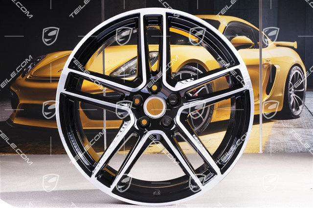 20-inch wheel rim set "Macan Turbo", 9J x 20 ET26 + 10J x 20 ET19, black high gloss