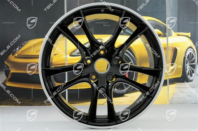 21" Felgensatz Cayenne Sport / GTS, 10J x 21 ET50, Felgenstern in Schwarz / Rand in Silber