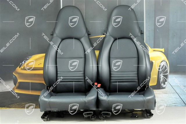 Seats, manual adjustable, leather, Metropole blue, set (L+R)