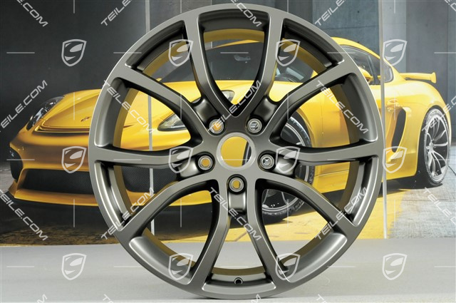 21-inch wheel rim set Cayenne Exclusive Design, 11J x 21 ET49 + 9,5J x 21 ET46, for Cayenne Coupé, Platinum satin matt