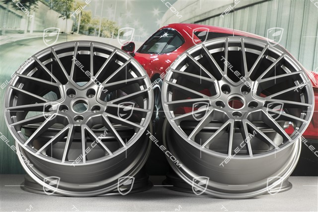 21" Felgensatz Cayenne RS Spyder, 11J x 21 ET58 + 9,5J x 21 ET46, Platinum Seidenmatt