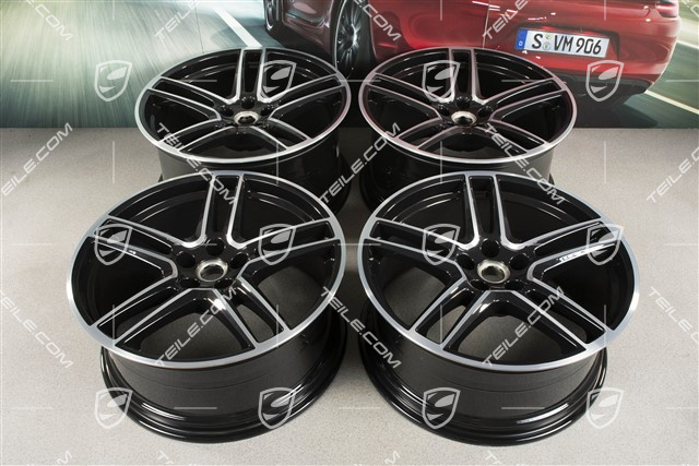 20-inch alloy wheel "Macan Turbo", 9J x 20 ET26 + 10J x 20 ET19, BORBET, Jet Black