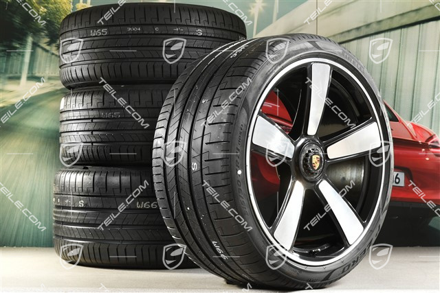 20-inch + 21-inch Sport Classic summer wheel set, rims 9,5J x 20 ET44 + 12J x 21 ET70 + NEW Pirelli summer tyres 255/35 R20 + 315/30 R21, black high gloss