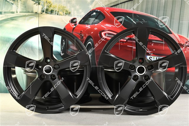 20-inch wheel rim set "Macan Sport", 9J x 20 ET26 + 10J x 20 ET19, in black satin mat