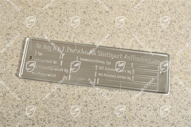 Information / Rating plate, VIN 10 digit